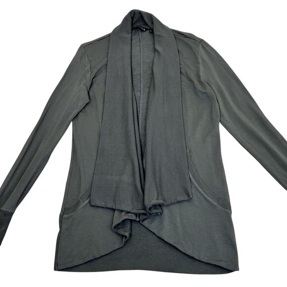 Athleta Sz XS Petite Pranayama Restore Wrap in Grey Buttery Soft Cardigan Yoga - Picture 2 of 16